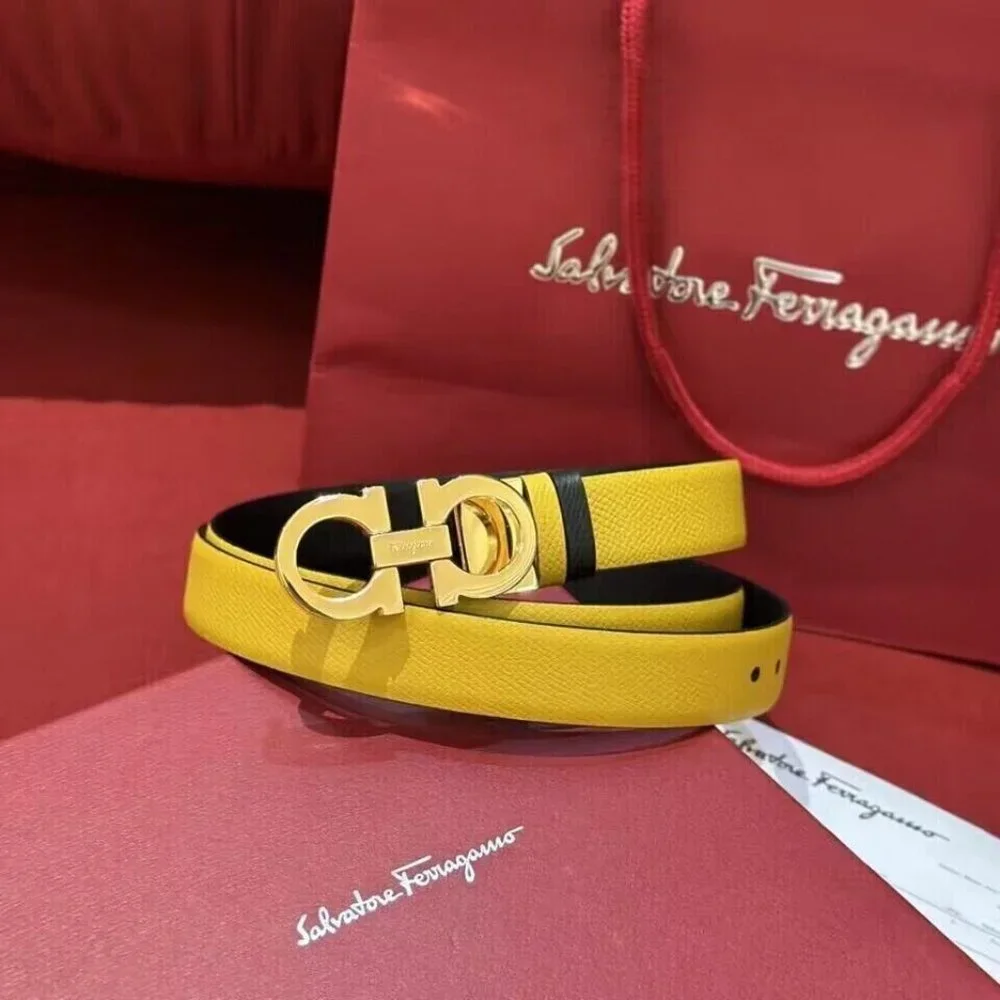 Salvatore Ferragamo Gancini Belt -Size 90 Yellow/Black Women’s Belt - Picture 7 of 7